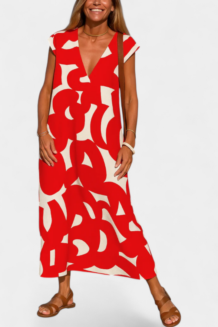 Anika | Casual V-Neck Print Dress