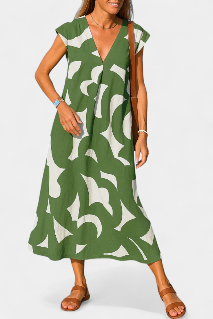 Anika | Casual V-Neck Print Dress
