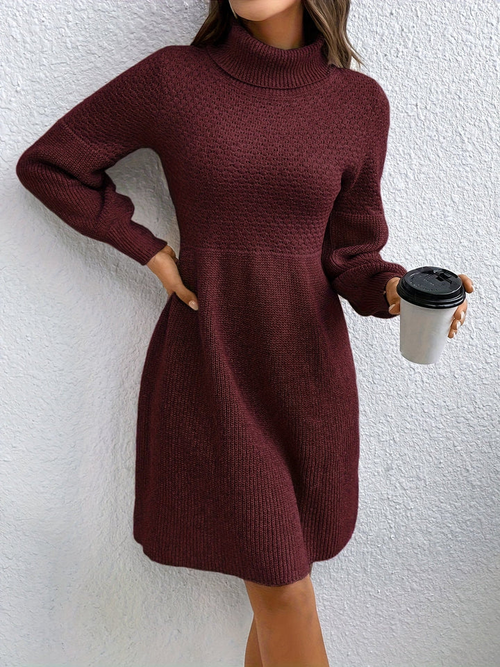 Doraine - High-Neck Knit Jumper Dress