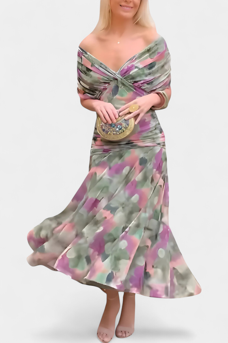 Jinky – V-Neck Floral Maxi Dress