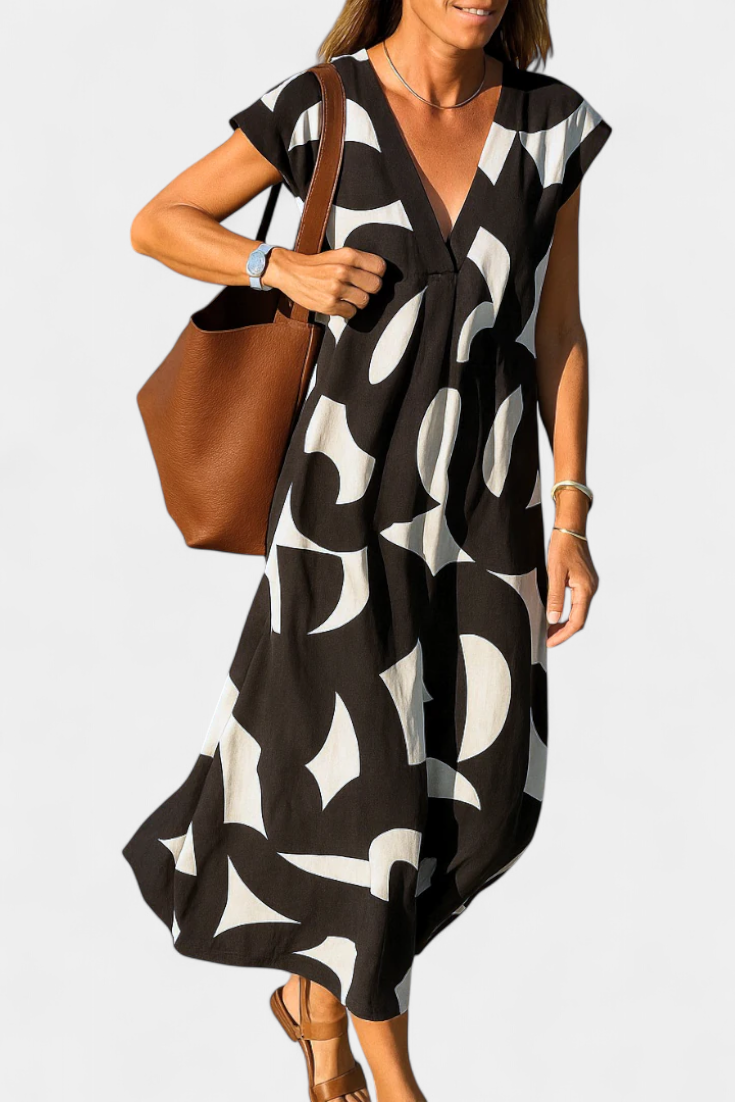 Anika | Casual V-Neck Print Dress