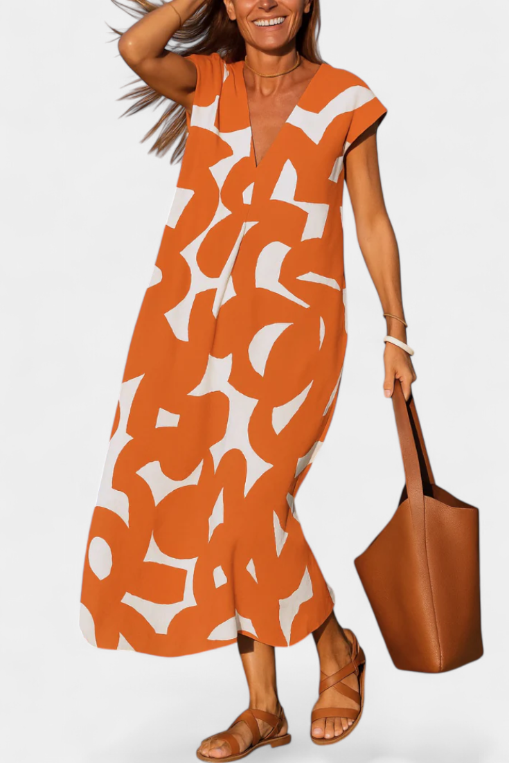 Anika | Casual V-Neck Print Dress