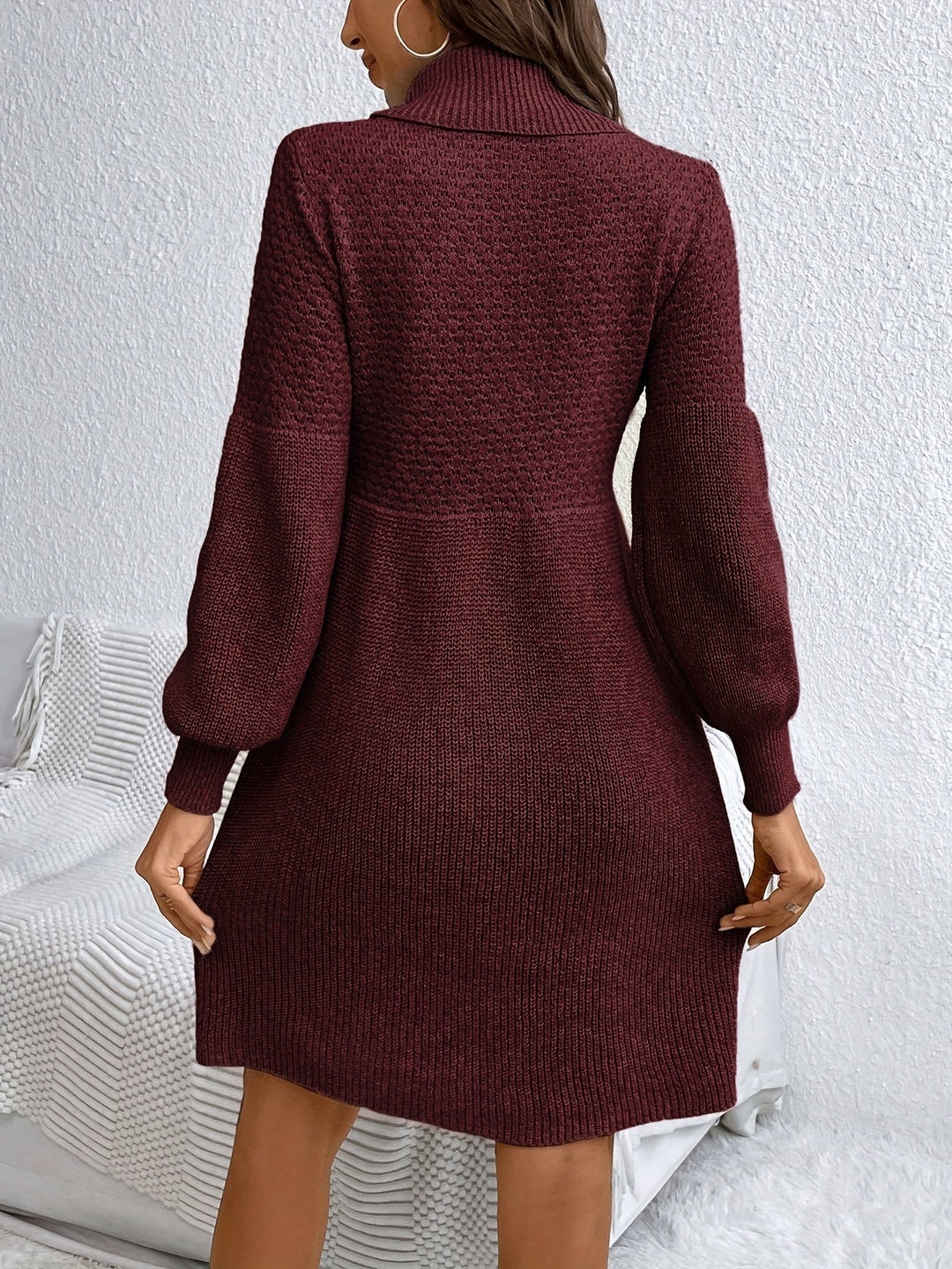 Doraine - High-Neck Knit Jumper Dress